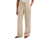 Chinohose MARC O'POLO "mit elastischem Bund", Damen, Gr. 34, Normalgrößen, sandpaper, Obermaterial: 100% Leinen; Futter: 100% Baumwolle, unifarben, regular fit normal, Hosen Chinohose (99504242-34) sa