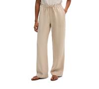 Chinohose MARC O'POLO "mit elastischem Bund", Damen, Gr. 42, Normalgrößen, beige (sandpaper), Obermaterial: 100% Leinen. Futter: 100% Baumwolle, unifarben, regular fit, Hosen Chinohose (99504242-42) s