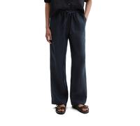 Chinohose MARC O'POLO "mit elastischem Tunnelzug-Bund", Damen, Gr. 42, Normalgrößen, deep night blau, Obermaterial: 100% Leinen. Futter: 100% Baumwolle, unifarben, regular fit normal, Hosen Chinohose 