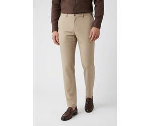 Chinohose OLYMP "Jogg Jersey Toronto", Herren, Gr. 33, Länge 32, hellbeige, Jersey, Obermaterial: 50% Viskose, 45% Polyester, 5% Elasthan, unifarben, slim fit lang, Hosen Chinohose, slim fit, flexible