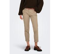 Chinohose ONLY "ONLBIANA - Chinohose mit Gürtel und Umschlagsaum", Damen, Gr. 36 (S), Länge 32, braun (sepia tint), Web, Obermaterial: 98% Baumwolle, 2% Elasthan, unifarben, slim fit knöchellang, Hose