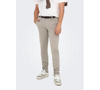 Chinohose ONLY & SONS, Herren, Gr. 32, Länge 32, beige (fallen rock), Web, Obermaterial: 64% Viskose, 31% Polyester, 5% Elasthan, slim fit knöchellang, Hosen Chinohose, mit geschlossenen Gesäßtaschen
