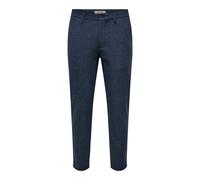 Chinohose ONLY & SONS "ONSMARK SLIM BRUSHED PIQUE 0353 PANTS", Herren, Gr. 30, Länge 32, blau (blau nights), Web, Obermaterial: 64% Polyester, 33% Viskose, 3% Elasthan, unifarben, slim fit lang, Hosen