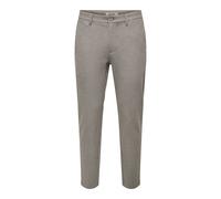 Chinohose ONLY & SONS "ONSMARK SLIM BRUSHED PIQUE 0353 PANTS", Herren, Gr. 30, Länge 32, grün (falcon), Web, Obermaterial: 64% Polyester, 33% Viskose, 3% Elasthan, unifarben, slim fit lang, Hosen Chin