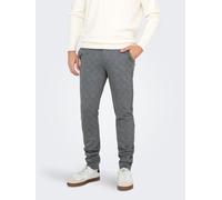 Chinohose ONLY & SONS "ONSMARK SLIM CHECK 020919 PANT NOOS", Herren, Gr. 30, Länge 30, grau (ultimate grau), Web, Obermaterial: 64% Viskose, 31% Polyester, 5% Elasthan, unifarben, slim fit knöchellang