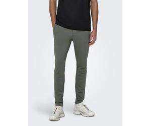 Chinohose ONLY & SONS "ONSMARK SLIM GW 0209 PANT NOOS", Herren, Gr. 28, Länge 32, grau (castor gray), Web, Obermaterial: 64% Viskose, 31% Polyester, 5% Elasthan, unifarben, slim fit lang, Hosen Chinoh