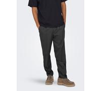 Chinohose ONLY & SONS "ONSMIRO TAILORED TAPERED 0346 PANT FRML", Herren, Gr. L, N-Gr, grau (dunkelgrau melange), Web, Obermaterial: 63% Polyester, 33% Viskose, 4% Elasthan, unifarben, regular fit lang