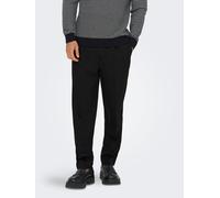 Chinohose ONLY & SONS "ONSMIRO TAILORED TAPERED 0346 PANT FRML", Herren, Gr. S, N-Gr, schwarz, Web, Obermaterial: 63% Polyester, 33% Viskose, 4% Elasthan, unifarben, regular fit lang, Hosen Chinohose