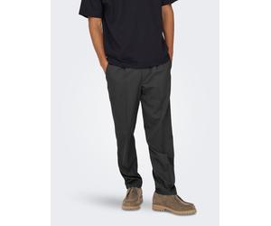 Chinohose ONLY & SONS "ONSMIRO TAILORED TAPERED 0346 PANT FRML", Herren, Gr. XL, N-Gr, dunkelgrau melange, Web, Obermaterial: 63% Polyester, 33% Viskose, 4% Elasthan, unifarben, regular fit lang, Hose