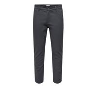 Chinohose ONLY & SONS "ONSNICKY PETE SLIM 0241 PANT", Herren, Gr. 28, Länge 32, grau (grau pinstripe), Web, Obermaterial: 98% Baumwolle, 2% Elasthan, unifarben, slim fit normal, Hosen Chinohose (69505