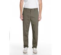 Chinohose REPLAY "Adhann", Herren, Gr. 31, Länge 32, grün (tundra grün), Twill, Obermaterial: 98% Baumwolle, 2% Elasthan, unifarben, regular fit lang, Hosen Chinohose, in regulärer Passform, krempelba