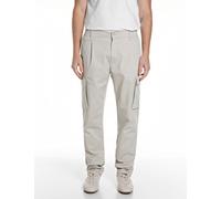 Chinohose REPLAY "Adhann", Herren, Gr. 33, Länge 32, beige (bone), Twill, Obermaterial: 97% Baumwolle, 3% Elasthan, unifarben, lang, Hosen Chinohose, aus Twill mit Cargotaschen, Tapered Fit (57157110-