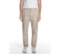 Chinohose REPLAY "Adhann", Herren, Gr. 33, Länge 32, beige (khaki), Twill, Obermaterial: 97% Baumwolle, 3% Elasthan, unifarben, lang, Hosen Chinohose, aus Twill mit Cargotaschen, Tapered Fit (65362357