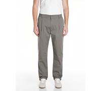 Chinohose REPLAY "ADHANN", Herren, Gr. 33, Länge 32, storm gray, Web, Obermaterial: 97% Baumwolle, 3% Elasthan, unifarben, normal, Hosen Chinohose, im Tapered Fit (54885504-33) storm gray