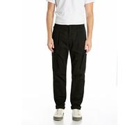 Chinohose REPLAY "Adhann", Herren, Gr. 34, Länge 32, schwarz, Twill, Obermaterial: 97% Baumwolle, 3% Elasthan, unifarben, lang, Hosen Chinohose, aus Twill mit Cargotaschen, Tapered Fit (29264560-34) s