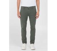Chinohose REPLAY "ZEUMAR", Herren, Gr. 34, Länge 30, grün (military grün), Web, Obermaterial: 91% Baumwolle, 6% Elastomultiester, 3% Elasthan, unifarben, slim fit normal, Hosen Chinohose, Slim Fit (69