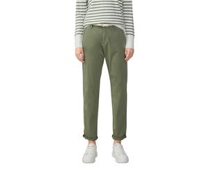 Chinohose S.OLIVER, Damen, Gr. 34, N-Gr, grün (shadow khaki), Web, Obermaterial: 98% Baumwolle, 2% Elasthan, unifarben, lang, Hosen Chinohose, mit Gürtel (43396957-34) shadow khaki