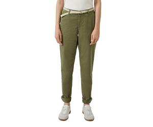Chinohose S.OLIVER, Damen, Gr. 40, N-Gr, khaki, Web, Obermaterial: 98% Baumwolle, 2% Elasthan. Futter: 100% Baumwolle, unifarben, regular fit knöchellang, Hosen Chinohose, mit Gürtel (11208805-40) kha