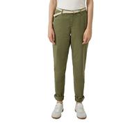 Chinohose S.OLIVER, Damen, Gr. 44, N-Gr, grün (khaki), Web, Obermaterial: 98% Baumwolle, 2% Elasthan. Futter: 100% Baumwolle, unifarben, regular fit knöchellang, Hosen Chinohose, mit Gürtel (11208805-