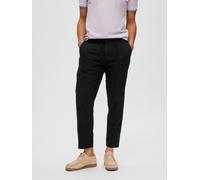 Chinohose SELECTED HOMME "SLH172-SLIMTAPE BRODY LINEN PANT NOOS", Herren, Gr. XL, N-Gr, schwarz, Web, Obermaterial: 54% Baumwolle, 45% Leinen, 1% Elasthan, meliert, slim fit knöchellang, Hosen Chinoho