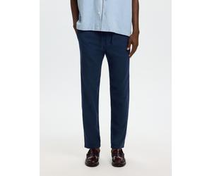 Chinohose SELECTED "SLH172-SLIMTAPE BRODY LINEN PANT NOOS", Herren, Gr. S, N-Gr, blau (schwarz sapphire), Web, Obermaterial: 54% Baumwolle, 45% Leinen, 1% Elasthan, meliert, slim fit knöchellang, Hose