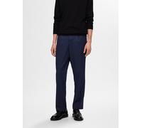 Chinohose SELECTED "SLH190-REG TAPERED LEROY PLEAT PANT NOOS", Herren, Gr. S, N-Gr, blau (sky captain), Web, Obermaterial: 68% Polyester, 30% Viskose, 2% Elasthan, unifarben, Basic, regular fit normal