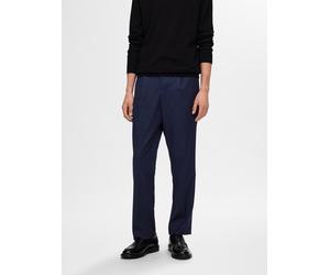 Chinohose SELECTED "SLH190-REG TAPERED LEROY PLEAT PANT NOOS", Herren, Gr. S, N-Gr, blau (sky captain), Web, Obermaterial: 68% Polyester, 30% Viskose, 2% Elasthan, unifarben, Basic, regular fit normal