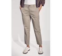 Chinohose STREET ONE, Damen, Gr. 42, Länge 28, grau (buff grau), Web, 97% Baumwolle, 3% Elasthan, unifarben, comfort fit knöchelfrei, Hosen Chinohose, Middle Waist (40588921-42) buff grau