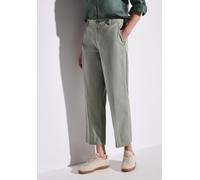 Chinohose STREET ONE, Damen, Gr. 42, Länge 28, grün (pastel grün), Web, Obermaterial: 97% Baumwolle, 3% Elasthan, unifarben, casual, 7/8-Länge, Hosen, mit geradem Bein (83751002-42) pastel grün