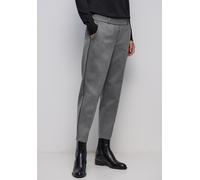 Chinohose STREET ONE, Damen, Gr. 42, Länge 28, schwarz pelican grau meliert, Stoff, 70% Polyester, 25% Viskose, 5% Elasthan, unifarben, comfort fit knöchellang, Hosen Chinohose, Middle Waist (79105713