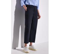 Chinohose STREET ONE, Damen, Gr. 44, Länge 28, blau (tiefblau), Web, Obermaterial: 97% Baumwolle, 3% Elasthan, unifarben, 7/8-Länge, Hosen Chinohose, mit geradem Bein (94686021-44)