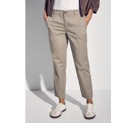Chinohose STREET ONE, Damen, Gr. 44, Länge 28, grau (buff grau), Web, 97% Baumwolle, 3% Elasthan, unifarben, comfort fit lang, Hosen Chinohose, mit Elastikbund (62091760-44) buff grau