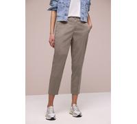 Chinohose STREET ONE, Damen, Gr. 46, Länge 28, beige (schwarz tumbled beige), Web, 97% Baumwolle, 3% Elasthan, unifarben, comfort fit normal, Hosen Chinohose, soft (13963158-46) schwarz tumbled beige