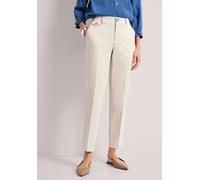 Chinohose STREET ONE, Damen, Gr. 46, Länge 28, beige (silkstone weiß), Web, 97% Baumwolle, 3% Elasthan, unifarben, comfort fit normal, Hosen Chinohose, soft (65775344-46) silkstone weiß