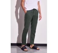 Chinohose STREET ONE MEN, Herren, Gr. 34, Länge 34, grün (pine grün), Stoff, 100% Leinen, unifarben, straight fit lang, Hosen Chinohose, Elastikbund mit Tunnelzug (62840545-34) pine grün