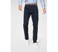 Tom Tailor Denim Chinohose Slim Fit mit Gürtel leicht vorgewaschen Blau Gr. 36/L32 Herren