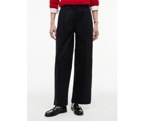 Chinohose TOMMY HILFIGER "COTTON BARREL PLEATED CHINO", Damen, Gr. 42, N-Gr, schwarz, Web, Obermaterial: 65% Baumwolle, 33% Lyocell, 2% Elasthan, unifarben, bequem lang, Hosen Chinohose, Baumwollmix,