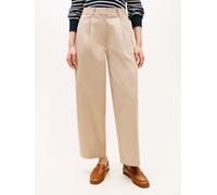 Chinohose TOMMY HILFIGER "COTTON BARREL PLEATED CHINO", Damen, Gr. 44, N-Gr, beige, Web, Obermaterial: 65% Baumwolle, 33% Lyocell, 2% Elasthan, unifarben, bequem lang, Hosen Chinohose, Baumwollmix, Mi