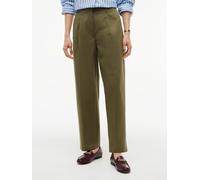 Chinohose TOMMY HILFIGER "COTTON BARREL PLEATED CHINO", Damen, Gr. 46, N-Gr, grün (utility olive), Web, Obermaterial: 65% Baumwolle, 33% Lyocell, 2% Elasthan, unifarben, bequem lang, Hosen Chinohose,