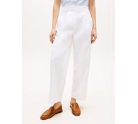 Chinohose TOMMY HILFIGER "COTTON BARREL PLEATED CHINO", Damen, Gr. 46, N-Gr, weiß (th optic weiß), Web, Obermaterial: 65% Baumwolle, 33% Lyocell, 2% Elasthan, unifarben, bequem lang, Hosen Chinohose,