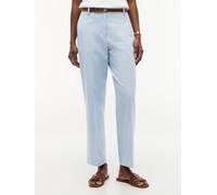 Chinohose TOMMY HILFIGER "COTTON SLIM STRAIGHT CHINO", Damen, Gr. 42, N-Gr, blau (breezy blau), Web, Obermaterial: 65% Baumwolle, 33% Lyocell, 2% Elasthan. Futter: 100% Baumwolle, unifarben, straight