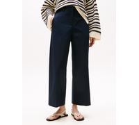 Chinohose TOMMY HILFIGER "COTTON WIDE LEG ANKLE CHINO PANT", Damen, Gr. 36, N-Gr, blau (schwarz night navy), Web, Obermaterial: 65% Baumwolle, 33% Lyocell, 2% Elasthan, unifarben, weit knöchellang, Ho