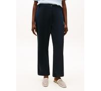 Chinohose TOMMY HILFIGER CURVE "CRV CO GMD SLIM STRAIGHT CHINO", Damen, Gr. 52, N-Gr, schwarz night navy, Web, Obermaterial: 65% Baumwolle, 33% Lyocell, 2% Elasthan, unifarben, regular fit lang, Hosen