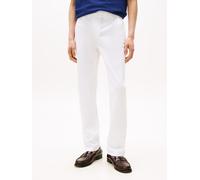 Chinohose TOMMY HILFIGER "CORE DENTON ESSENTI", Herren, Gr. 34, Länge 32, th optic weiß, Twill, Obermaterial: 97% Baumwolle, 3% Elasthan, straight fit normal, Hosen Chinohose, Gerades Bein, Schlichte