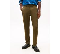 Chinohose TOMMY HILFIGER "HARLEM ESSENTIAL", Herren, Gr. 32, Länge 30, braun (army grün), Twill, Obermaterial: 97% Baumwolle, 3% Elasthan, unifarben, schmal normal, Hosen Chinohose, Tapered Leg, Basic