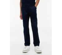Chinohose TOMMY HILFIGER, Jungen, Gr. 74, N-Gr, blau (schwarz night navy), Web, Obermaterial: 97% Baumwolle, 3% Elasthan, unifarben, regular fit lang, Hosen Chinohose, Kinder bis 16 Jahre (58441465-74