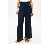 Chinohose TOMMY HILFIGER "PREPPY COTTON WIDE LEG CHINO", Damen, Gr. 40, N-Gr, schwarz night navy, Web, Obermaterial: 65% Baumwolle, 33% Lyocell, 2% Elasthan, unifarben, lässig geschnitten lang, Hosen