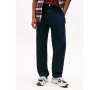 Chinohose TOMMY JEANS "SONNY COTTON DOBBY CHINO", Herren, Gr. 31, Länge 34, schwarz night navy, Web, Obermaterial: 98% Baumwolle, 2% Elasthan, unifarben, straight fit lang, Hosen Chinohose, Straight f