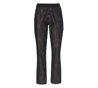 Chinos GOLDNER "Kurzgröße Wendedruckhose Louisa", Damen, Gr. 20, K-Gr, schwarz (schwarz, dunkle pflaume, geblümt), Obermaterial: 60% Baumwolle CO. 37% Polyester PES. 3% Elasthan EL., Hosen (54696645-2