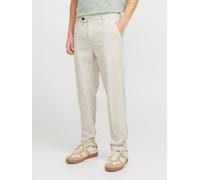 Chinos JACK & JONES "JPSTMARCO JJCONNOR A", Herren, Gr. 30, Länge 34, gelb (moonbeam), Web, Obermaterial: 68% Polyester, 28% Viskose, 4% Elasthan, unifarben, slim fit normal, Hosen Chinos (31410117-30